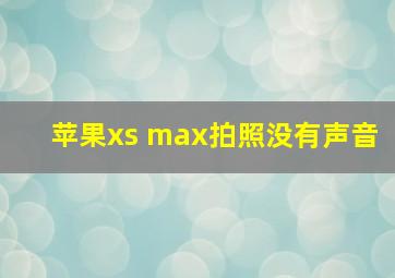 苹果xs max拍照没有声音